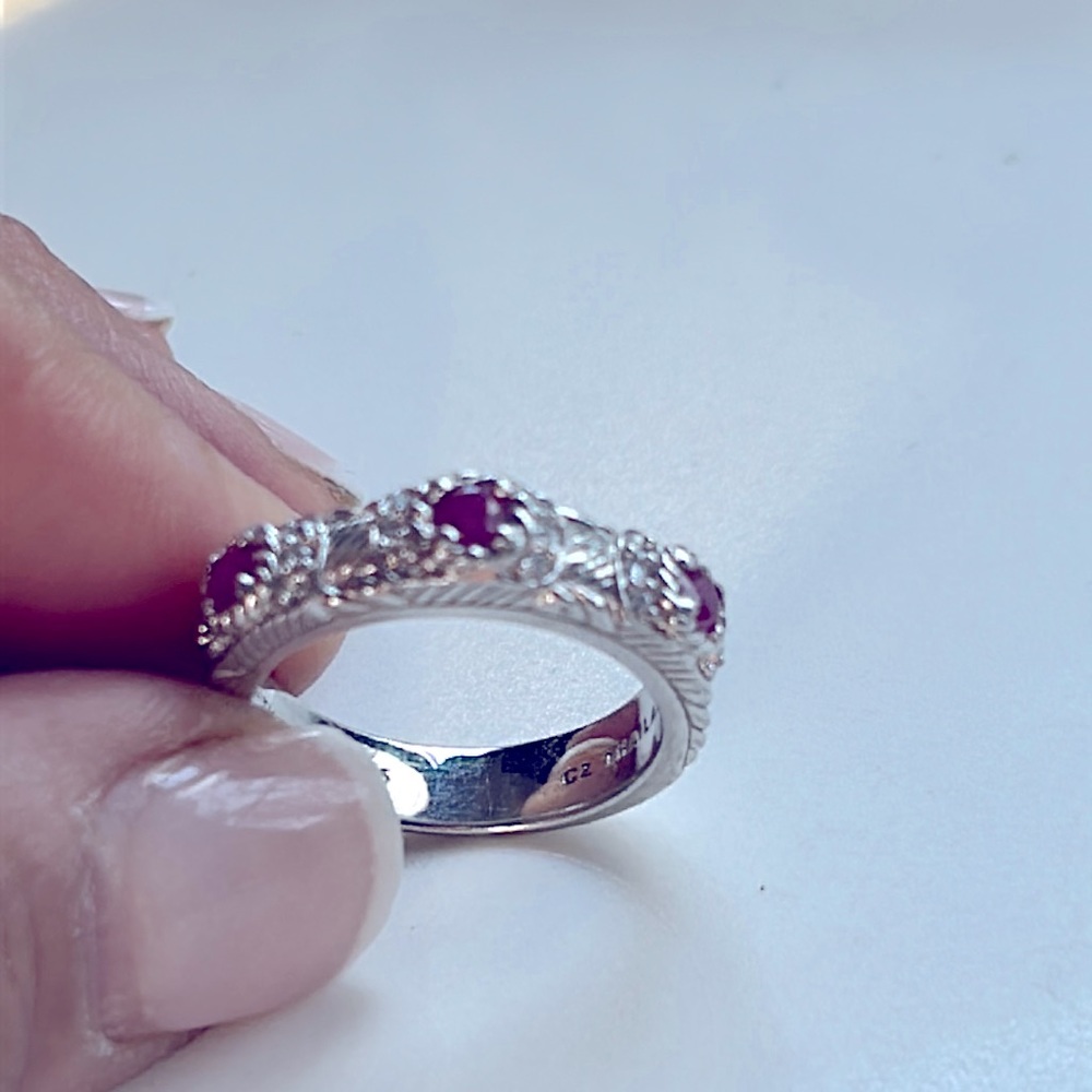 Judith Rivka sterling silver ruby and cz ring